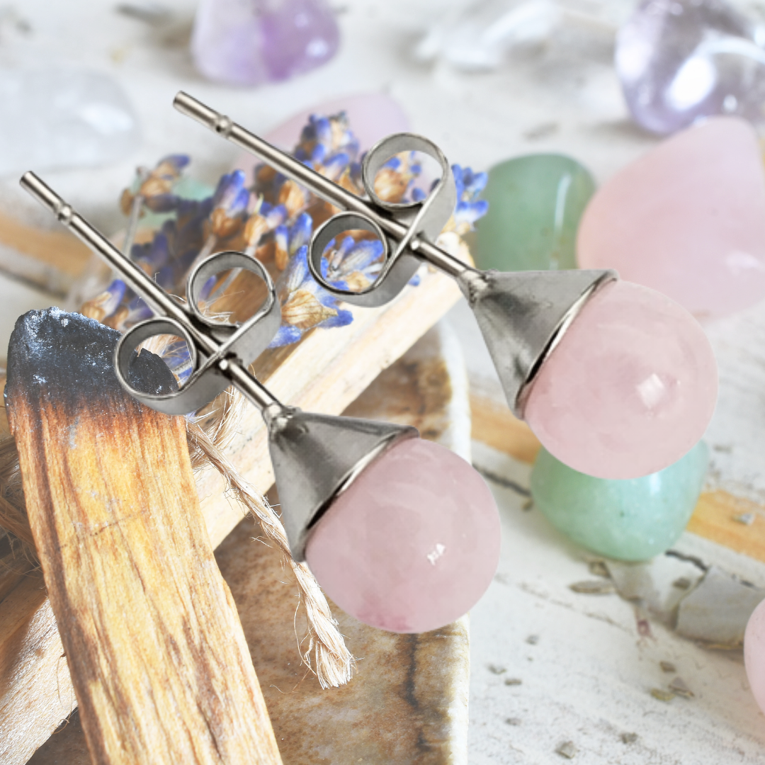 Blush Harmony Rose Quartz Stud Earrings