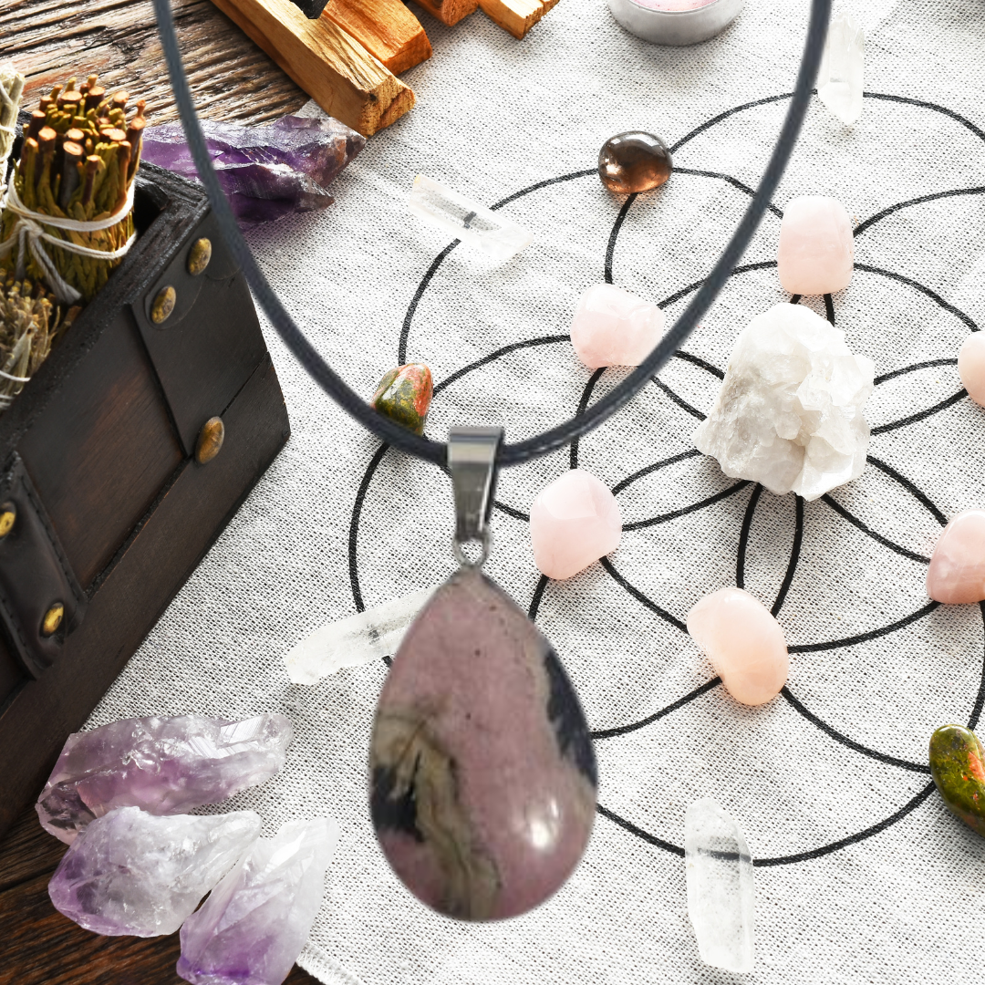 Blushing Heart Rhodonite Necklace