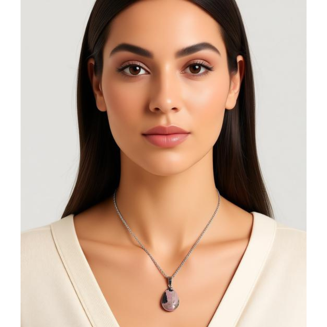 Blushing Heart Rhodonite Necklace