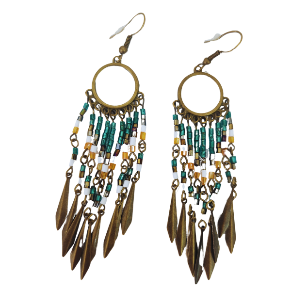 Bronze and Blue Dreamcatcher Earring Set