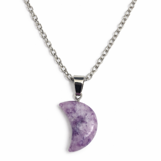 Celestial Calm Lepidolite Moon Necklace