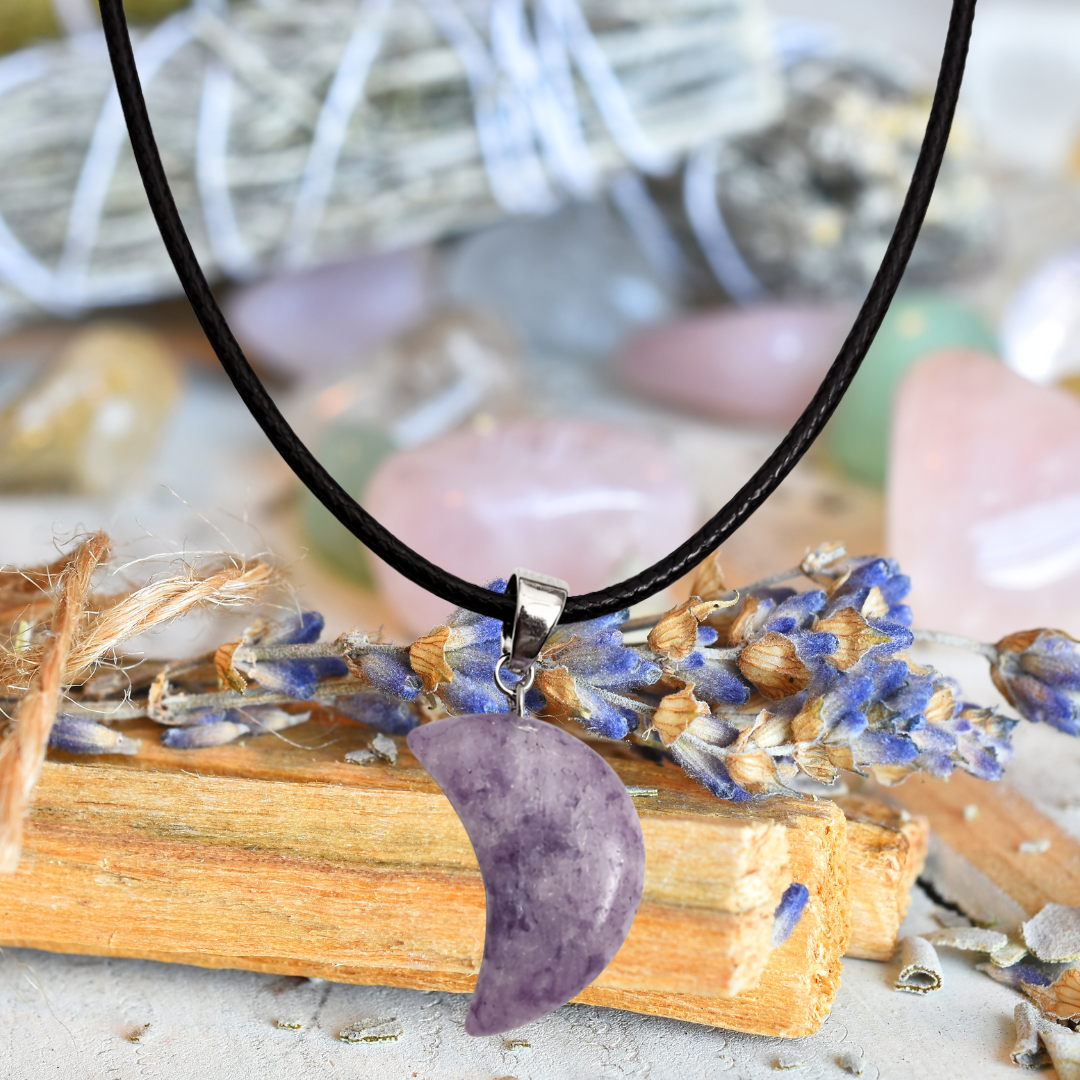 Celestial Calm Lepidolite Moon Necklace