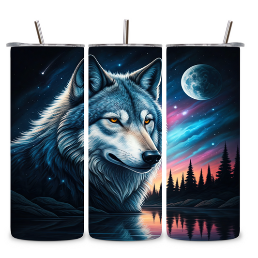 Celestial Cosmic Wolf Tumbler