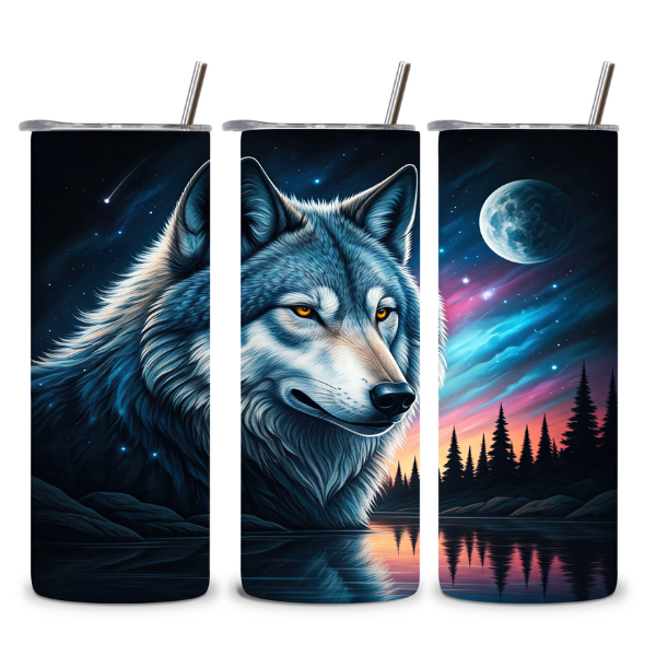 Celestial Cosmic Wolf Tumbler