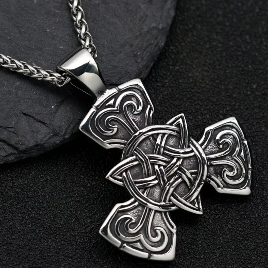 Celtic Trinity Knot Cross Pendant Necklace