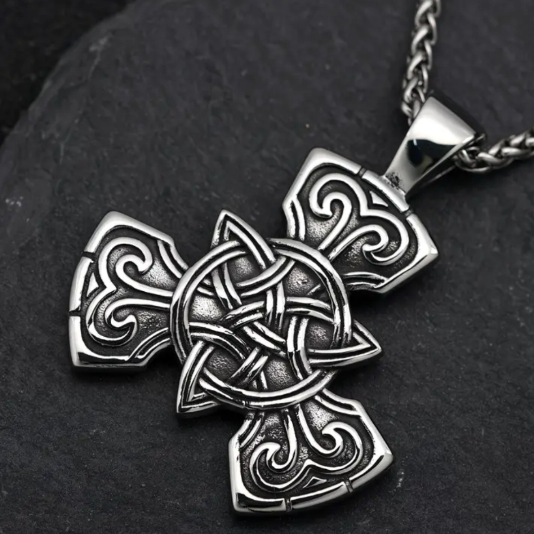 Celtic Trinity Knot Cross Pendant Necklace