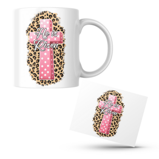 Christian - He has Risen Cross Coffee Cup and Coaster Set