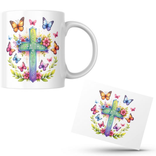 Christian Faith Cross Coffee Cup and Coaster Set