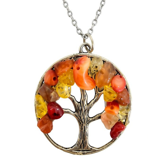 Citrine & Carnelian Tree of Life Necklace