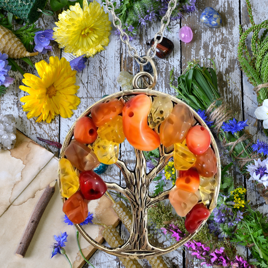 Citrine & Carnelian Tree of Life Necklace