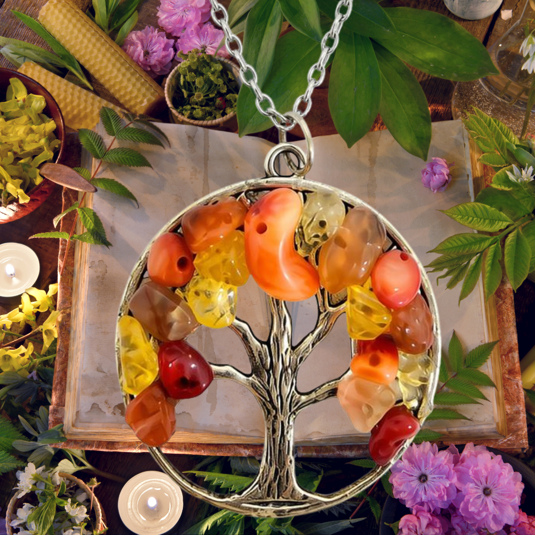 Citrine & Carnelian Tree of Life Necklace
