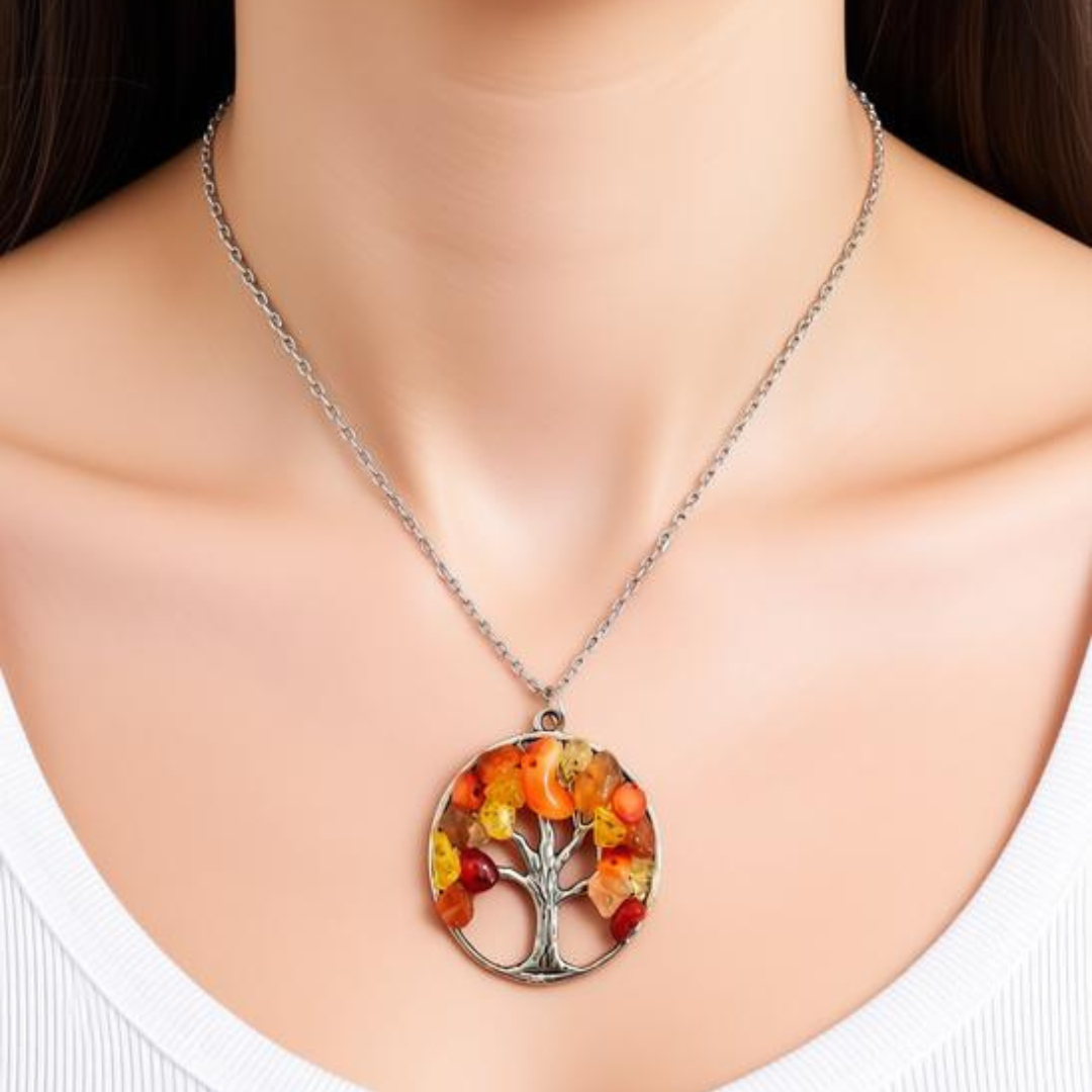 Citrine & Carnelian Tree of Life Necklace
