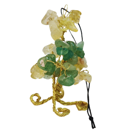 Citrine & Green Aventurine Gem Tree Rearview Mirror Charm