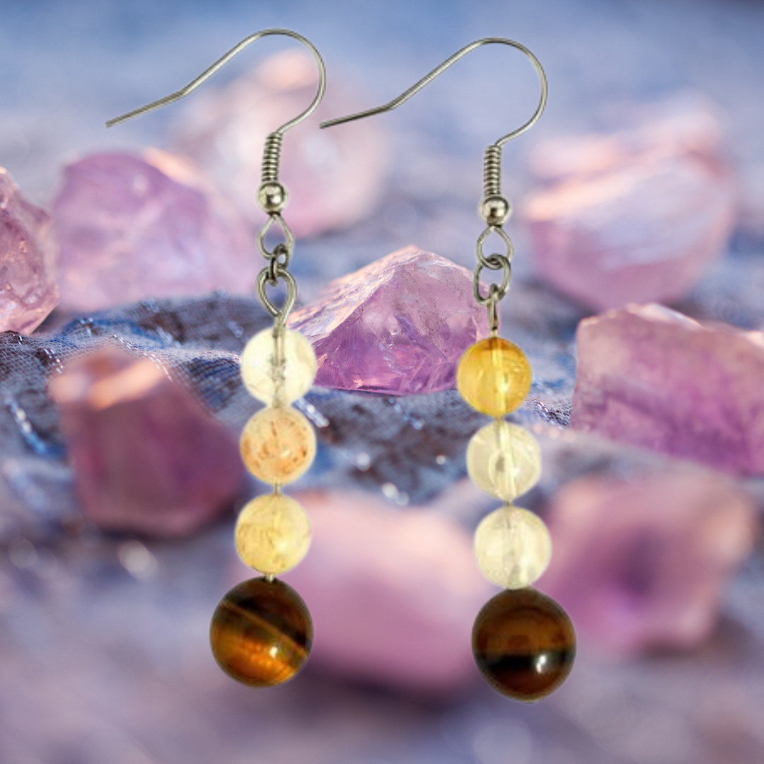 Citrine & Tiger’s Eye Harmony Dangle Earrings