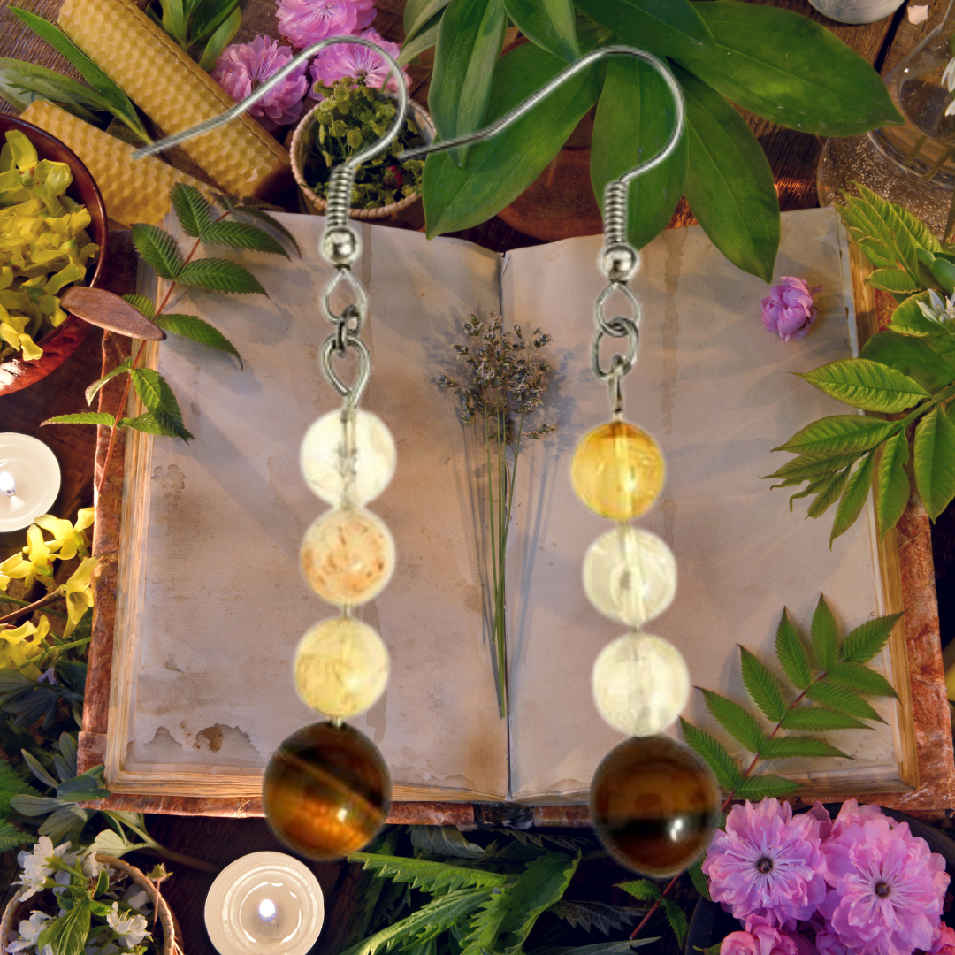 Citrine & Tiger’s Eye Harmony Dangle Earrings