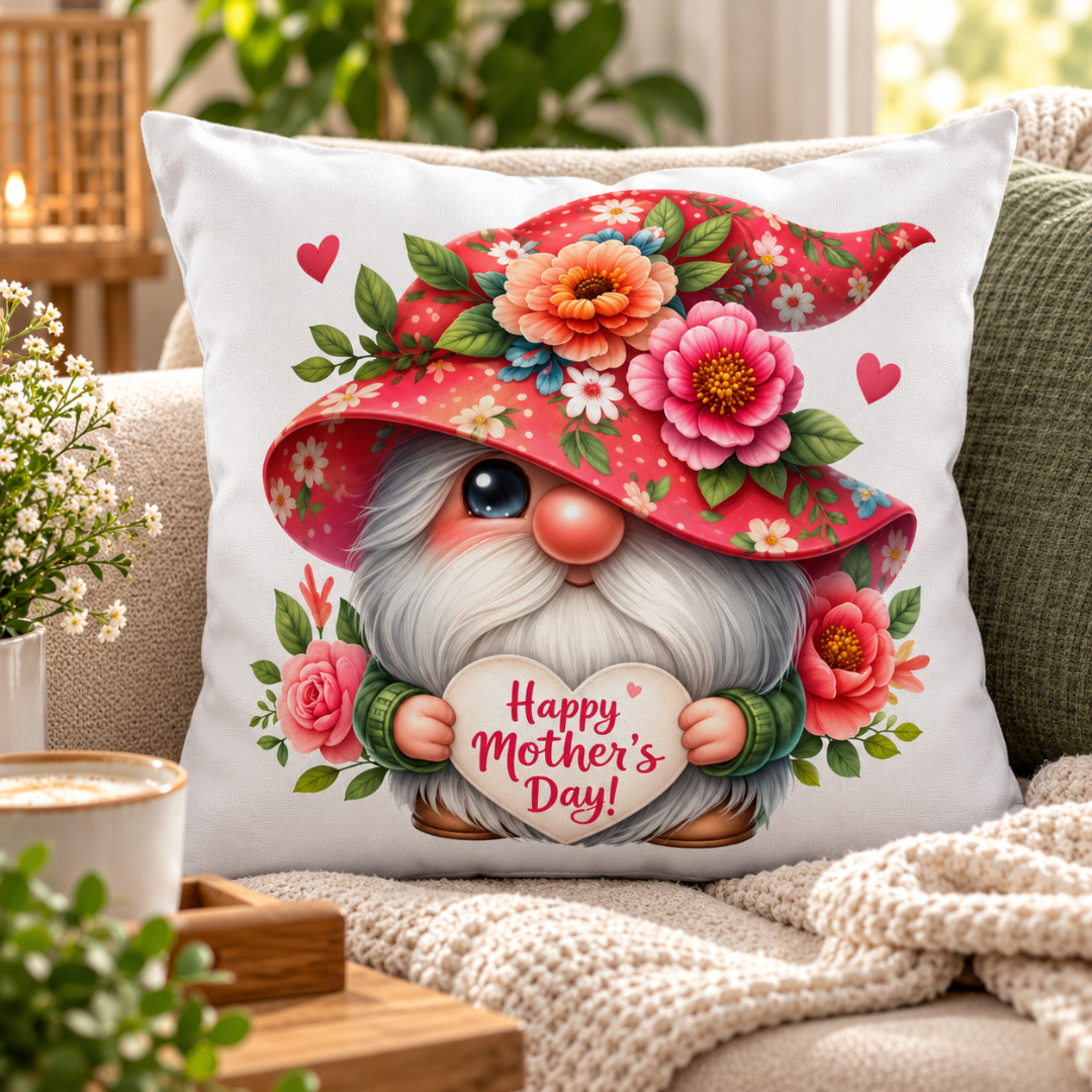 Gnome Happy Mothers Day Throw Pillow