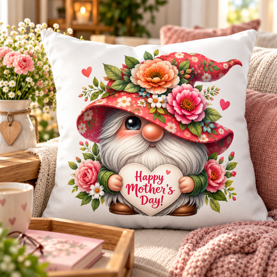 Gnome Happy Mothers Day Throw Pillow