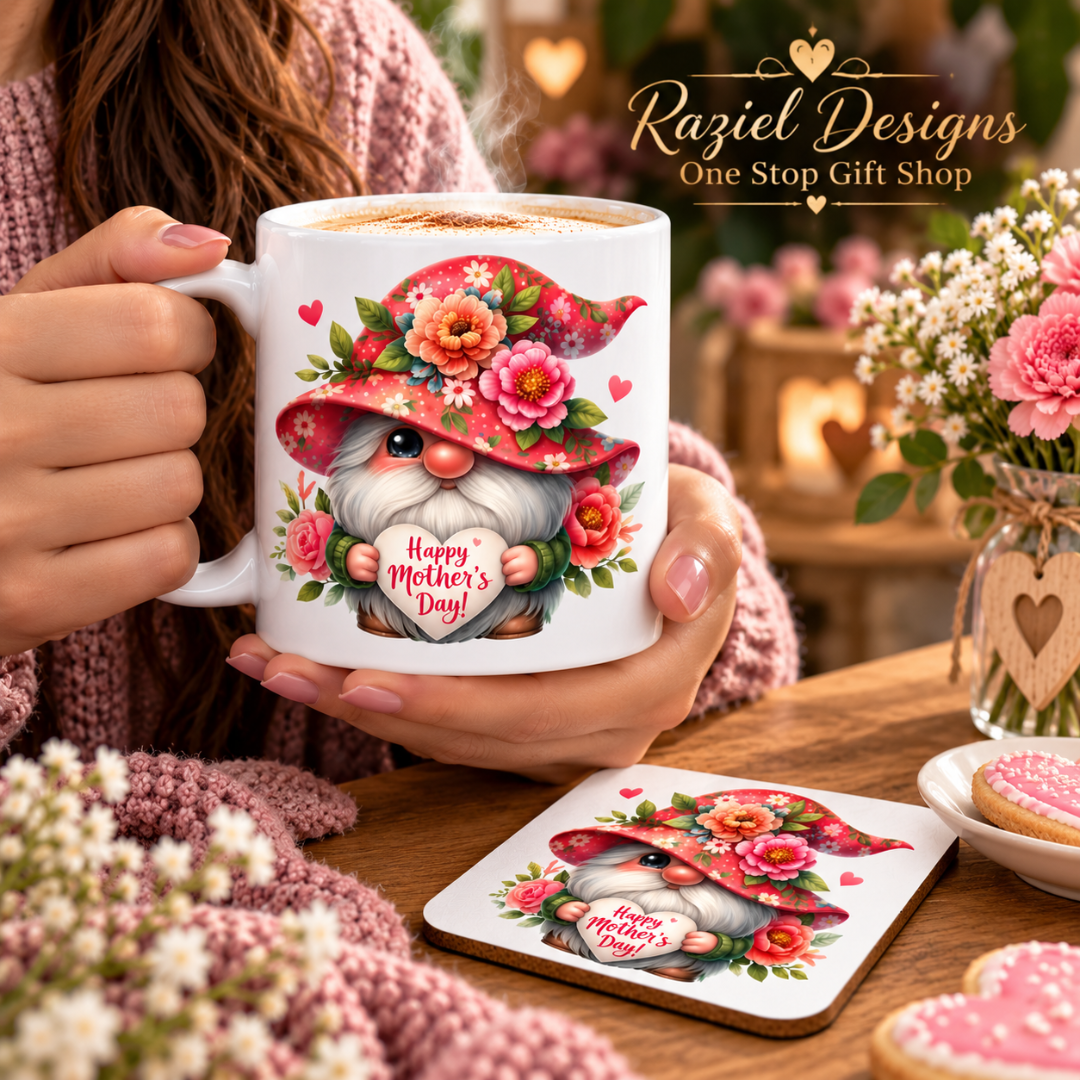 Gnome Happy Mothers Day Coffee Cup and Coaster Set