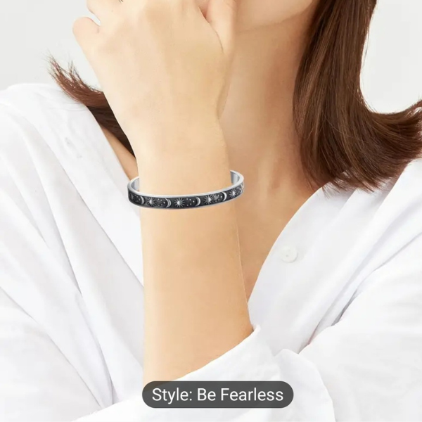 Courage’s Call: “Be Fearless” Stainless Steel Cuff Bracelet