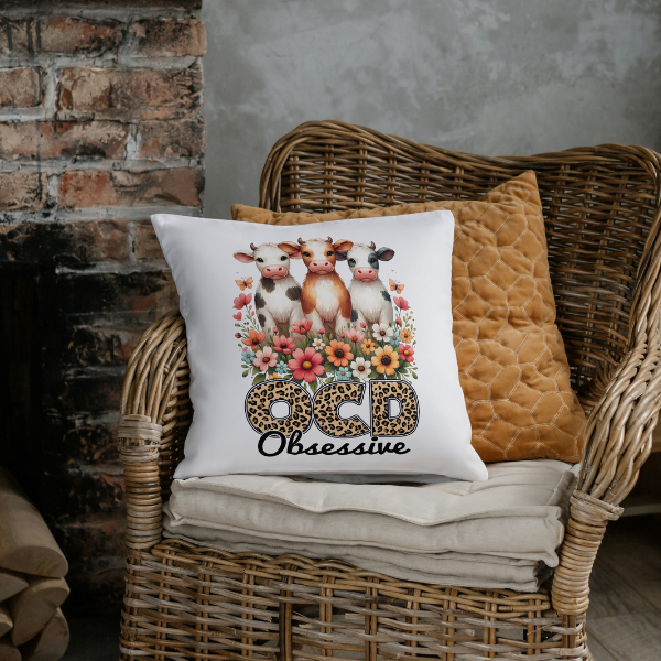 Cow - OCD Obsessive Throw Pillow