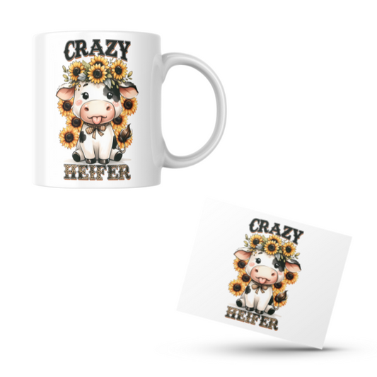 Crazy Heifer Coffee Cup and Coaster Set