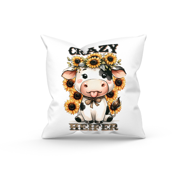 Crazy Heifer Throw Pillow