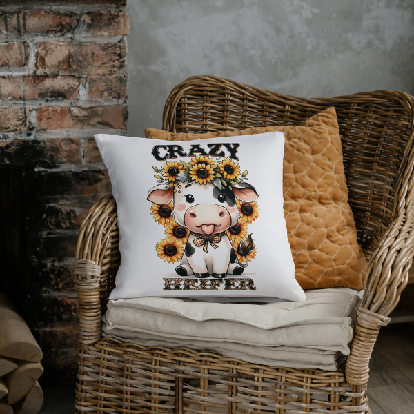 Crazy Heifer Throw Pillow