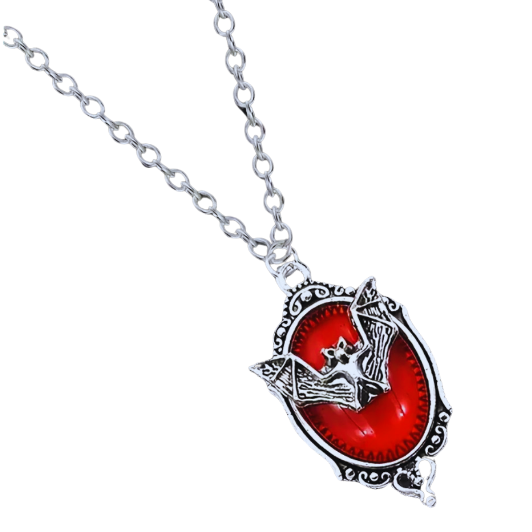 Crimson Nocturne Bat Necklace