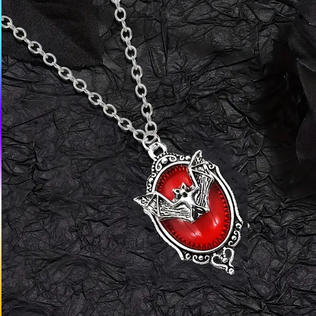 Crimson Nocturne Bat Necklace