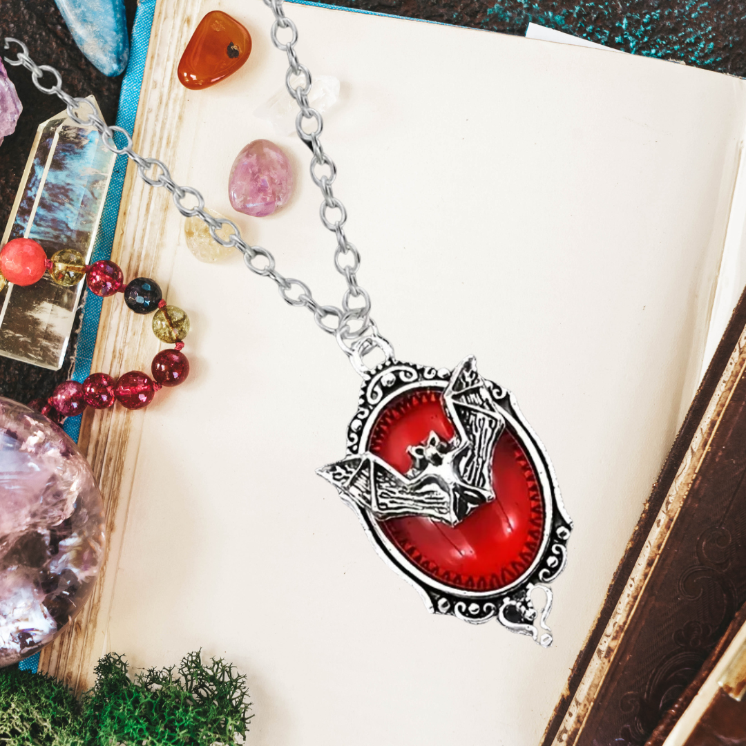 Crimson Nocturne Bat Necklace