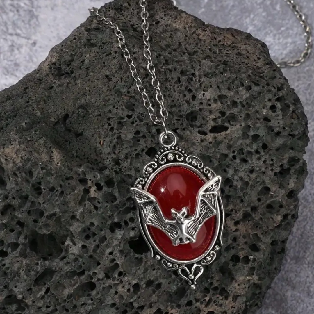 Crimson Nocturne Bat Necklace