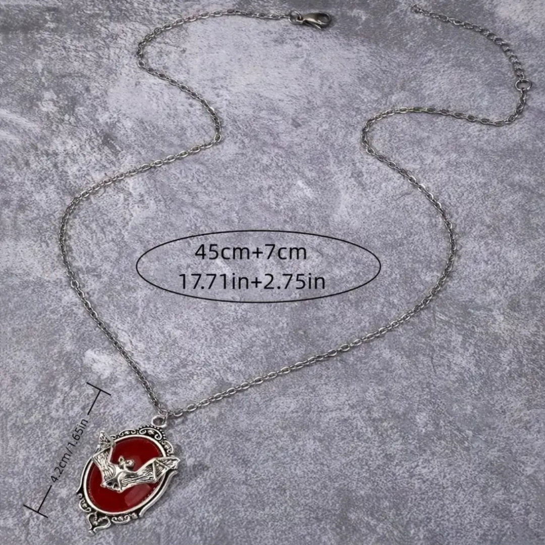 Crimson Nocturne Bat Necklace