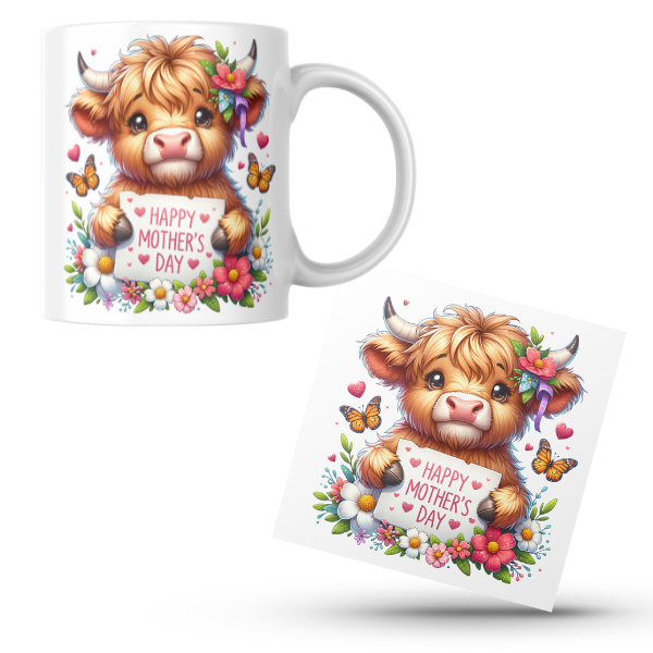 Highland Calf Love Mother's Day Coffee Mug and Coaster Set