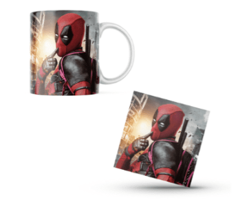 Deadpool Themed Printed Coffee Cup and Coaster Set