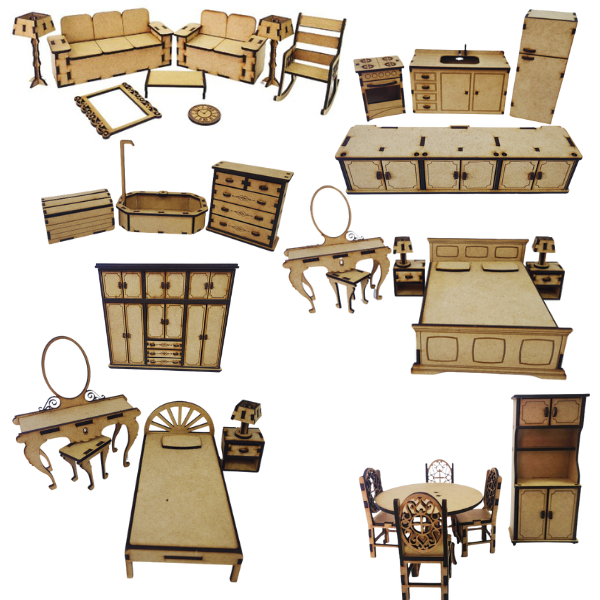 Complete Dollhouse Furniture Set