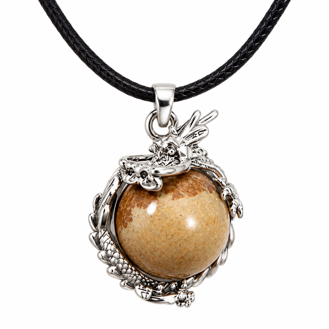 Jasper Dragon Pendant Necklace
