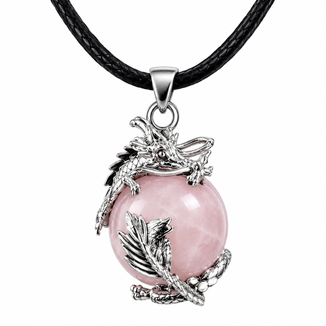 Rose Quartz Dragon Necklace