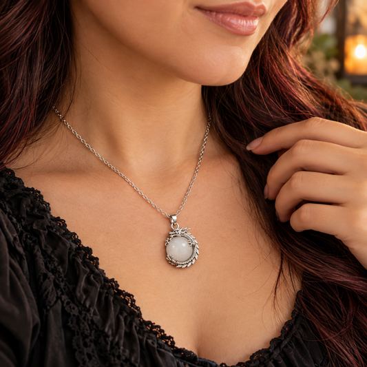 Clear Quartz Crystal Dragon Pendant Necklace