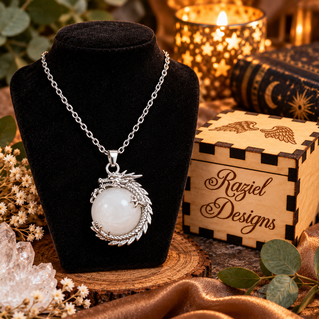 Clear Quartz Crystal Dragon Pendant Necklace
