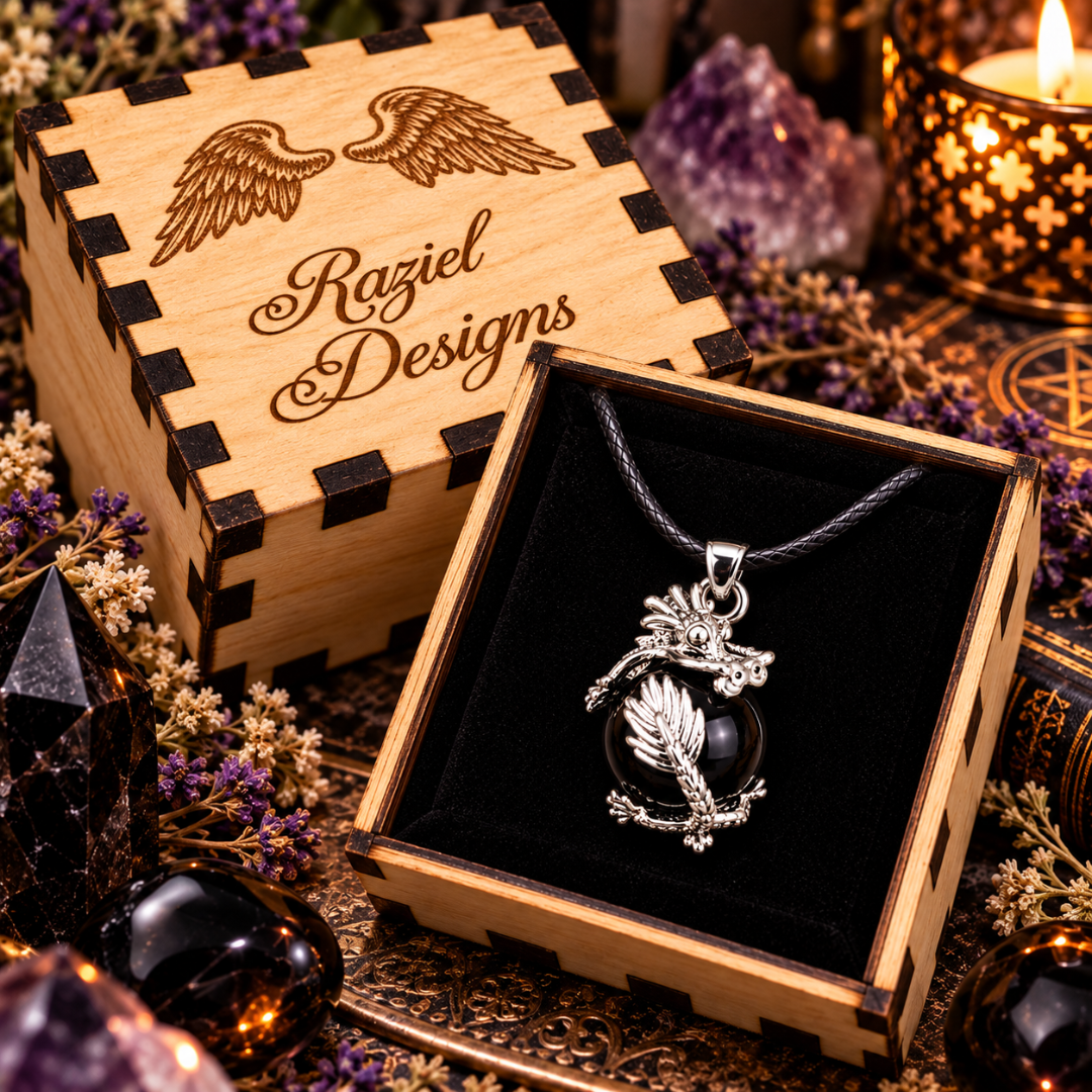 Black Obsidian Dragon Pendant Necklace