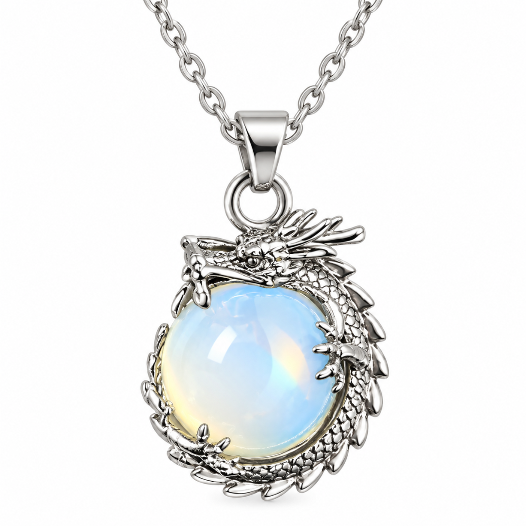 Opalite Dragon Pendant Necklace
