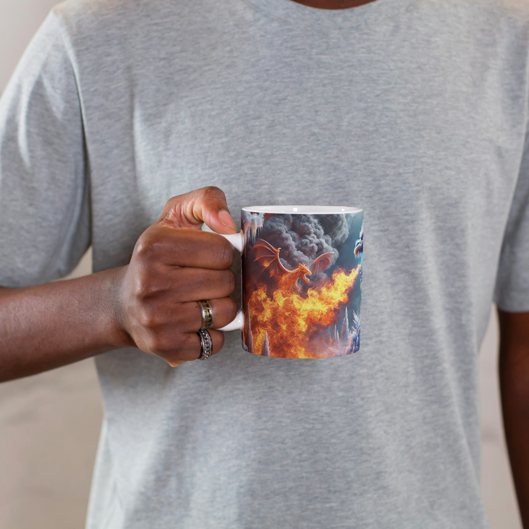 Dragons of Ice & Fire – Elemental Battle Fantasy Mug