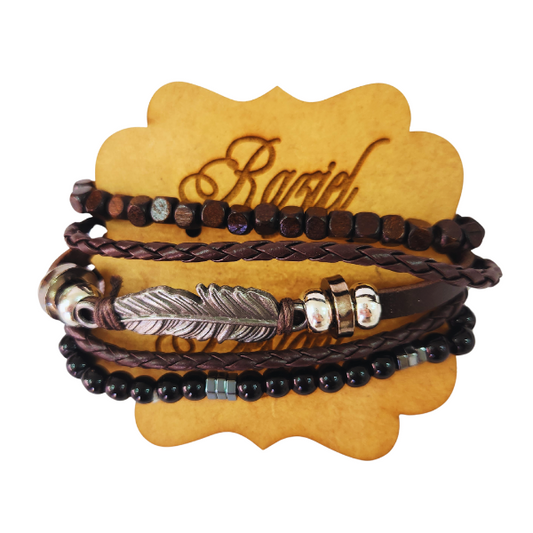 Earthly Elegance: Triple Men's Bracelet Set