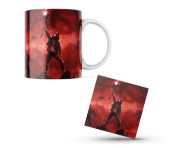 Eddie Munson Stranger Things Themed Printed Coffee Cup and Coaster Set