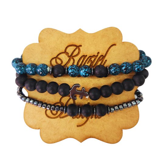 Elemental Balance: Triple Men's Bracelet Set