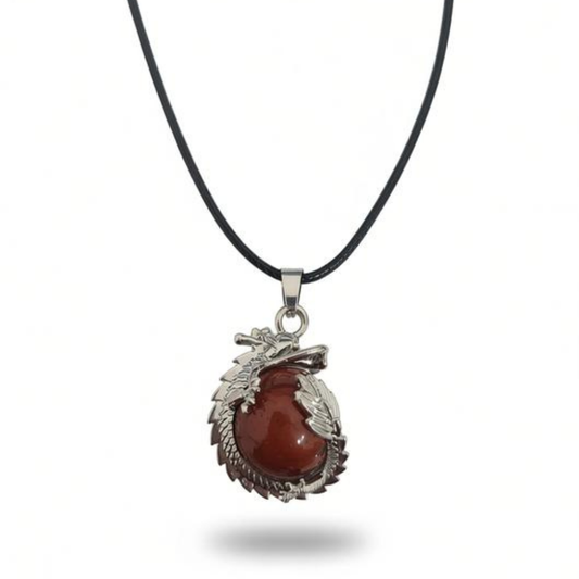 Ember Guardian Red Jasper Dragon Necklace