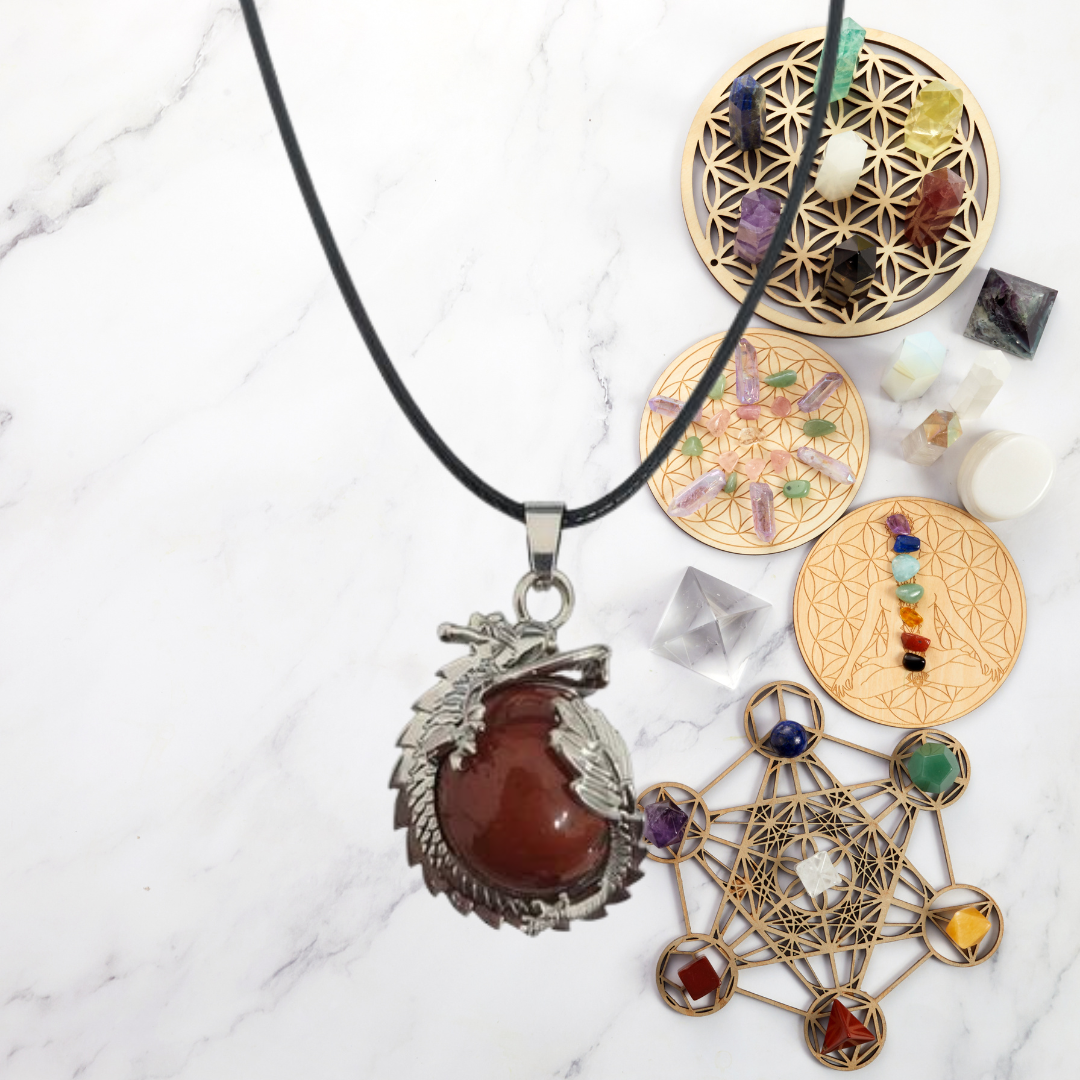 Ember Guardian Red Jasper Dragon Necklace
