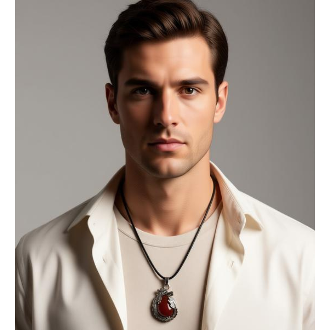 Ember Guardian Red Jasper Dragon Necklace