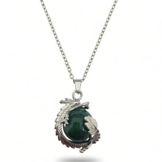 Emerald Fortune Green Aventurine Dragon Necklace