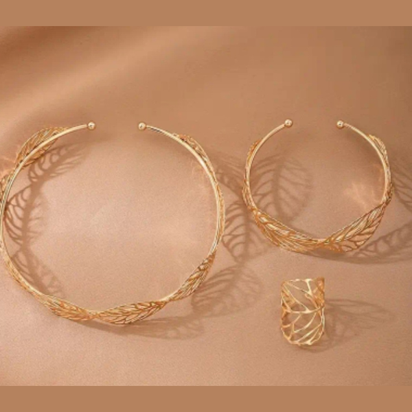 Enchanted Forest Gold Leaf Cuff, Ring, and Armlet Set